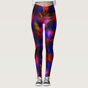 Rote und blaue Abstrakte Wirbel Leggings