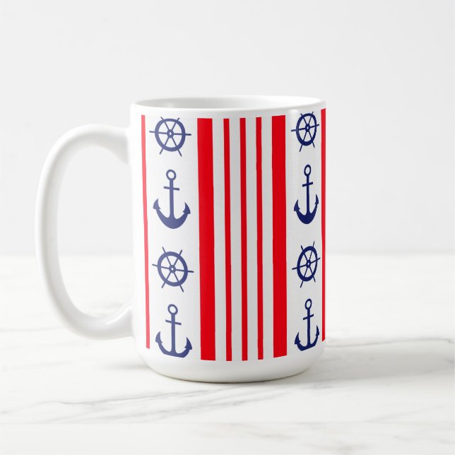 Rote und blaue Anker Segelboote Kaffeetasse (Links)
