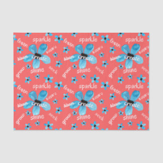 Rote und blaue Aquarellfarben-Blume mit Affirmatio Seidenpapier