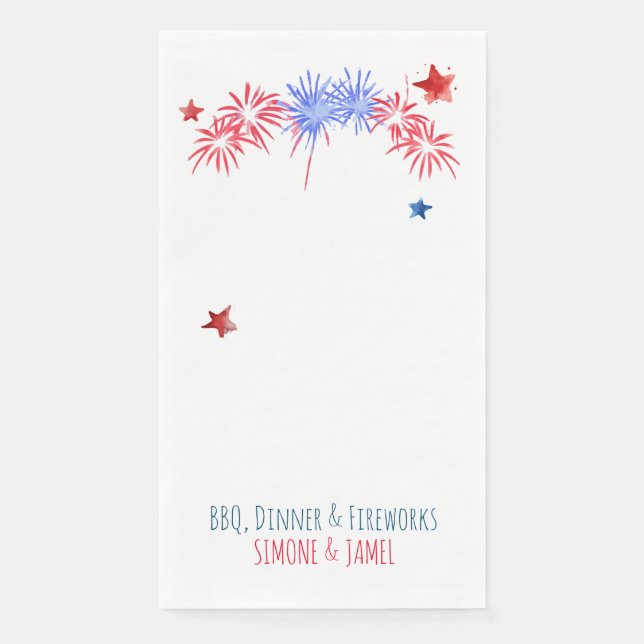 Rote und blaue Aquarellfarben-Tonaufnehmer auf wei Serviette (Vorderseite)