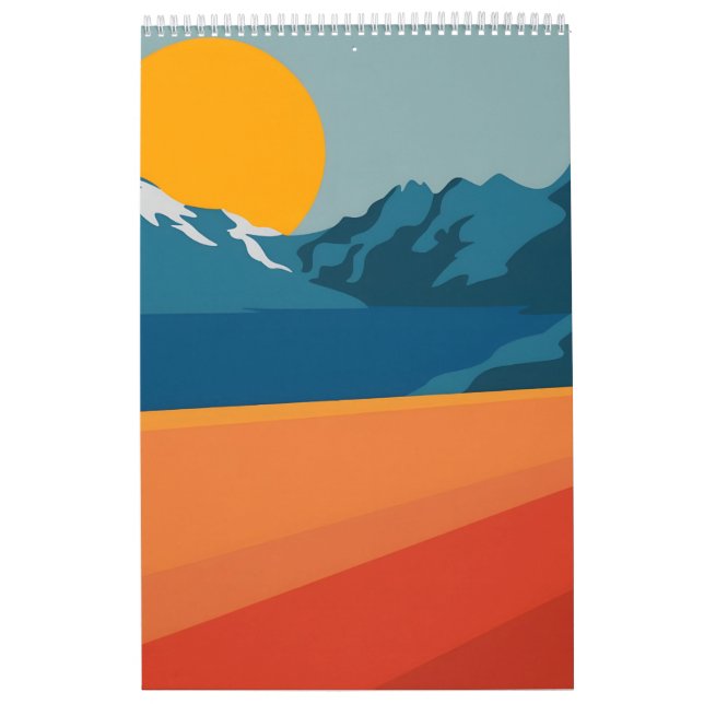 Rote und blaue Bergwelt - Retro Outdoor Adve Kalender (Titelbild)