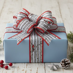 Rote und Blaue Birken und Vögel des Roten Kardinal Ripsband