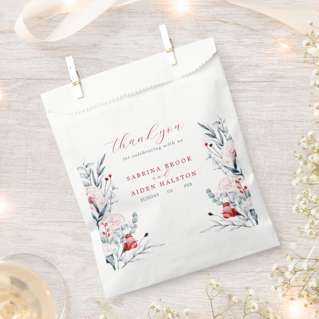 Rote und blaue Blume Blumenhochzeit Vielen Dank Geschenktütchen (Ausgeschnitten)