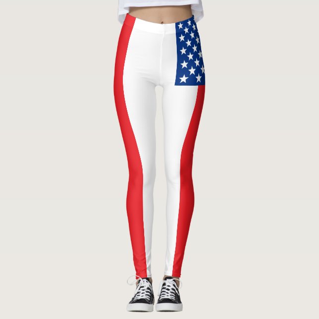 Rote und blaue Flaggen-Leggings USA Leggings (Vorderseite)