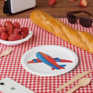 Rote und blaue Flugzeug-Papierteller Pappteller