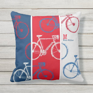 rote und blaue, grafische und coole Fahrräder Kissen Für Draußen