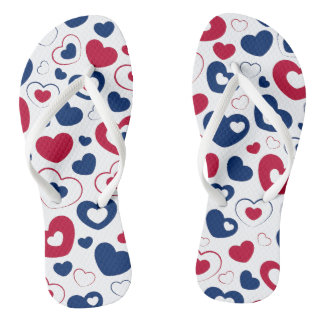 Rote und blaue Herz-Schlappen Flip Flops