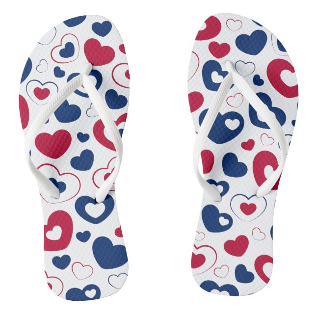 Rote und blaue Herz-Schlappen Flip Flops (Fußbett)