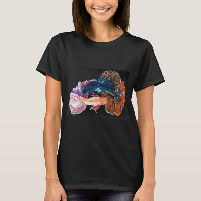Rote und blaue Kampffische T-Shirt (Vorderseite)