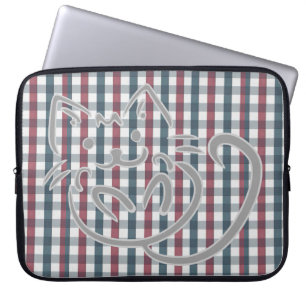 Rote und blaue Karierte Katze Laptopschutzhülle