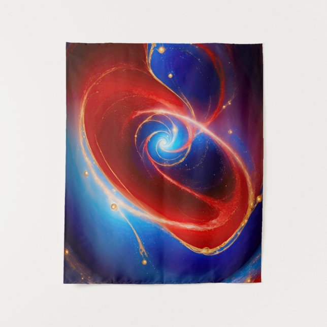 Rote und blaue kosmische Spirale Wandteppich (Vorderseite)