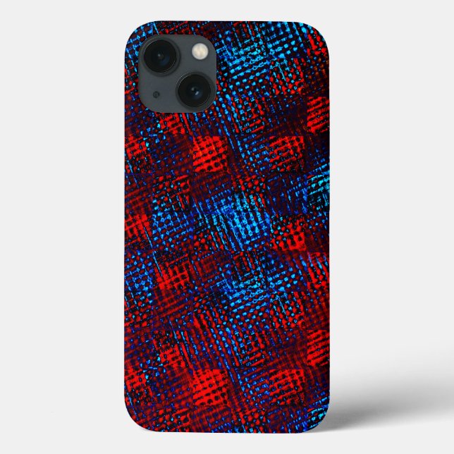 Rote und blaue Kratzer in Quadraten oder Würfeln Case-Mate iPhone Hülle (Rückseite)