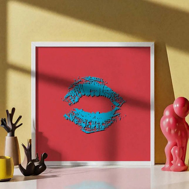 Rote und blaue küssende Lippen Poster (Von Creator hochgeladen)
