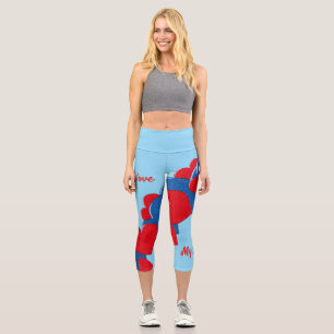 Rote und blaue Liebe - Herz auf hellblauem Hinterg Capri Leggings
