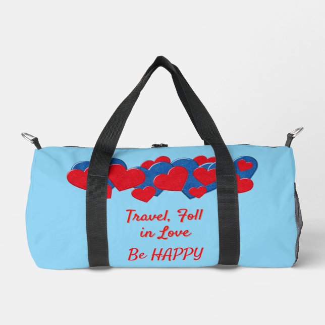 Rote und blaue Liebe - Herz auf hellblauem Hinterg Duffle Bag (Vorderseite)