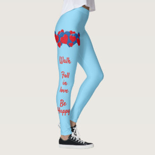 Rote und blaue Liebe - Herz auf hellblauem Hinterg Leggings