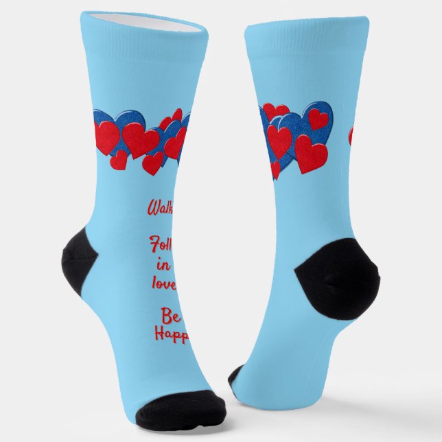 Rote und blaue Liebe - Herz auf hellblauem Hinterg Socken (Gewinkelt)