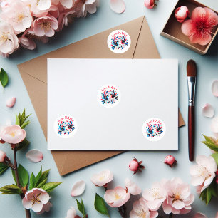 Rote und blaue Liebesvögel Spaß Runder Aufkleber