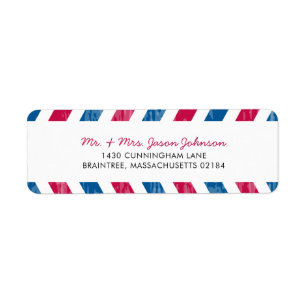 Rote und Blaue Luftpost-RÜCKSENDEADRESSE