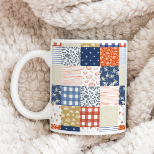 Rote und Blaue Patchwork Kaffeetasse