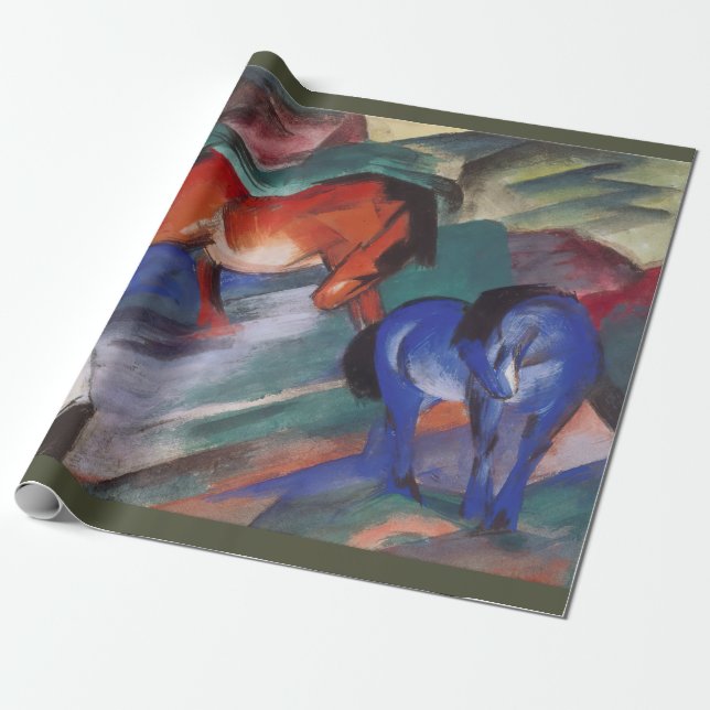 Rote und Blaue Pferde Geschenkpapier (Ungerollt)