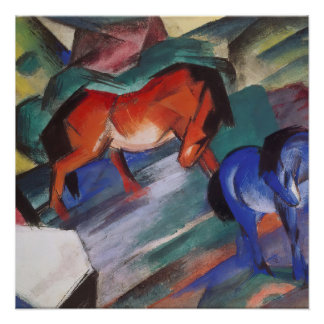 Rote und Blaue Pferde Poster