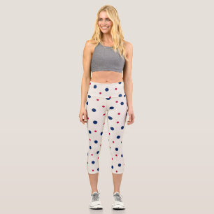 Rote und blaue Polka-Punkte Capri Leggings