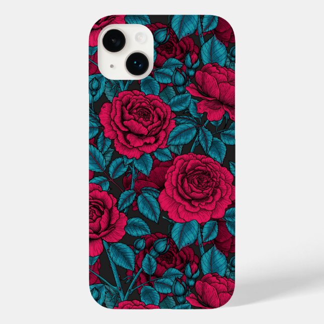 Rote und blaue Rose Case-Mate iPhone Hülle (Rückseite)