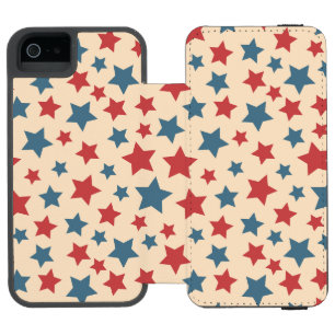 Rote und blaue Sterne, 4. Juli, Beige Hintergrund Incipio Watson™ iPhone 5 Geldbörsen Hülle