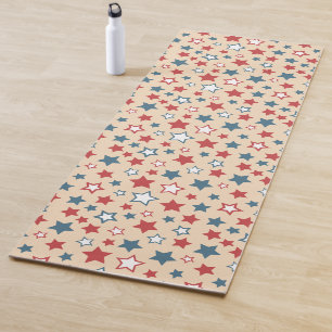 Rote und blaue Sterne, 4. Juli, beige Hintergrund Yogamatte