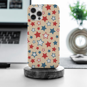 Rote und blaue Sterne, 4. Juli, beiger Hintergrund Case-Mate iPhone Hülle