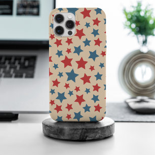 Rote und blaue Sterne, 4. Juli, beiger Hintergrund Case-Mate iPhone Hülle