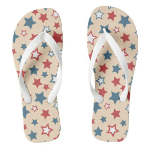 Rote und blaue Sterne, 4. Juli, beiger Hintergrund Flip Flops