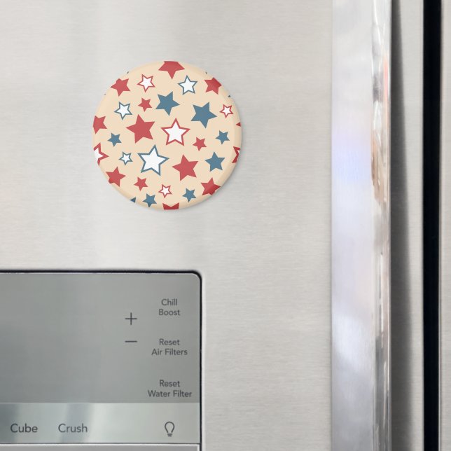 Rote und blaue Sterne, 4. Juli, beiger Hintergrund Magnet (In Situ (Kühlschrank))