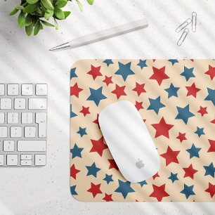 Rote und blaue Sterne, 4. Juli, beiger Hintergrund Mousepad