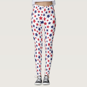 Rote und blaue Sterne, 4. Juli, weißer Hintergrund Leggings