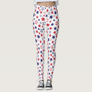 Rote und blaue Sterne, 4. Juli, weißer Hintergrund Leggings