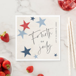Rote und blaue Sterne Amerikanische 4. Juli-Party Serviette