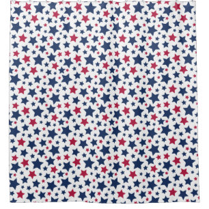 Rote und Blaue Sterne - Muster der amerikanischen Duschvorhang