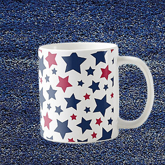 Rote und Blaue Sterne - Muster der amerikanischen Kaffeetasse