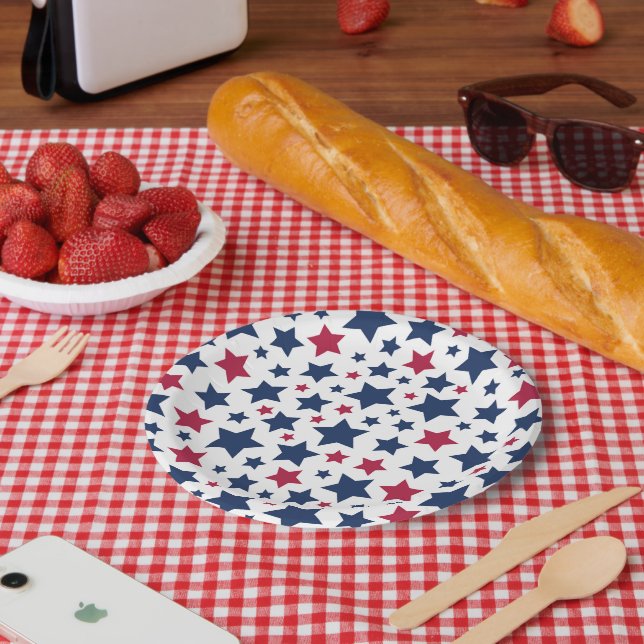 Rote und Blaue Sterne - Muster der amerikanischen  Pappteller (Picknick)