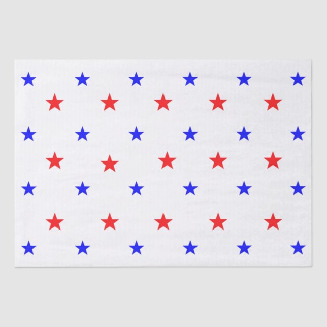 Rote und blaue Sterne - Sternenmuster Seidenpapier (Vorderseite)