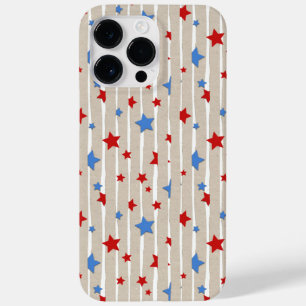 ROTE UND BLAUE STERNE UND GRAU-WEISSE STREIFEN Case-Mate iPhone 14 PRO MAX HÜLLE