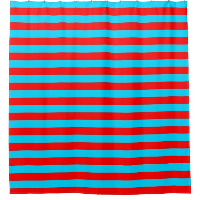 Rote und blaue Streifen Duschvorhang (Vorderseite)