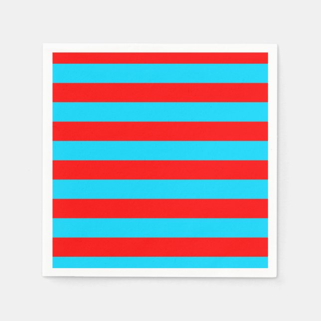 Rote und blaue Streifen Serviette (Vorderseite)