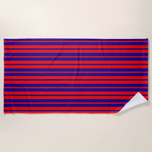 Rote und blaue Streifen Strandtuch (Vorderseite)