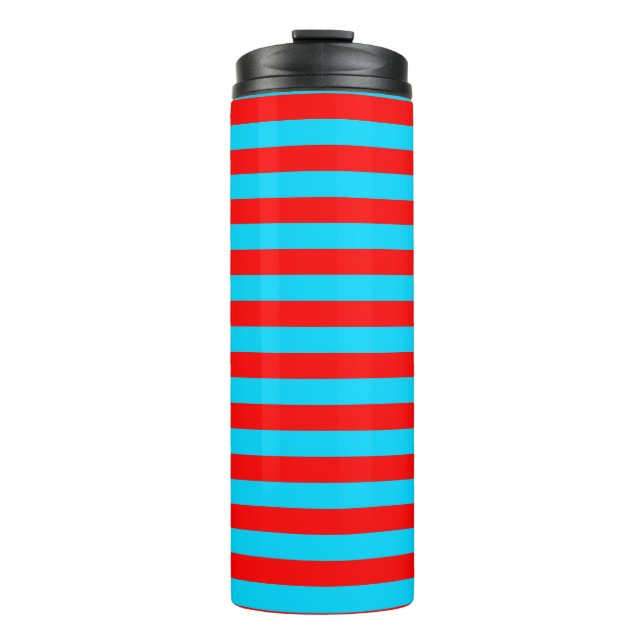 Rote und blaue Streifen Thermosbecher (Vorderseite)