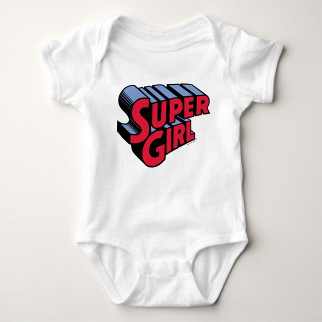 Rote und blaue Supergirl-Logo Baby Strampler (Vorderseite)