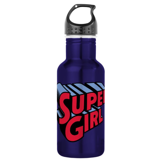 Rote und blaue Supergirl-Logo Edelstahlflasche (Vorderseite)