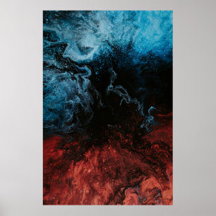 Rote und blaue Tapete Poster